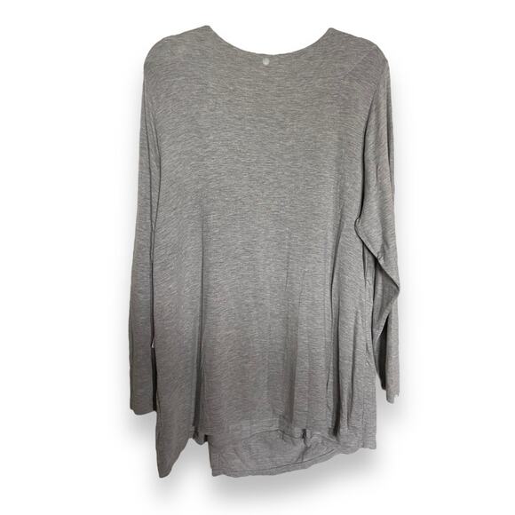 Yogalicious Womens Top Size 2X Gray Drape Faux Wrap Cowl Neck Heather Tunic NEW - Picture 2 of 4
